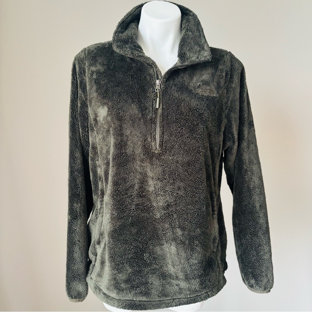 The North Face Osito Quarter 1/4 Zip Fleece Pullover Army Green Women Sz Large